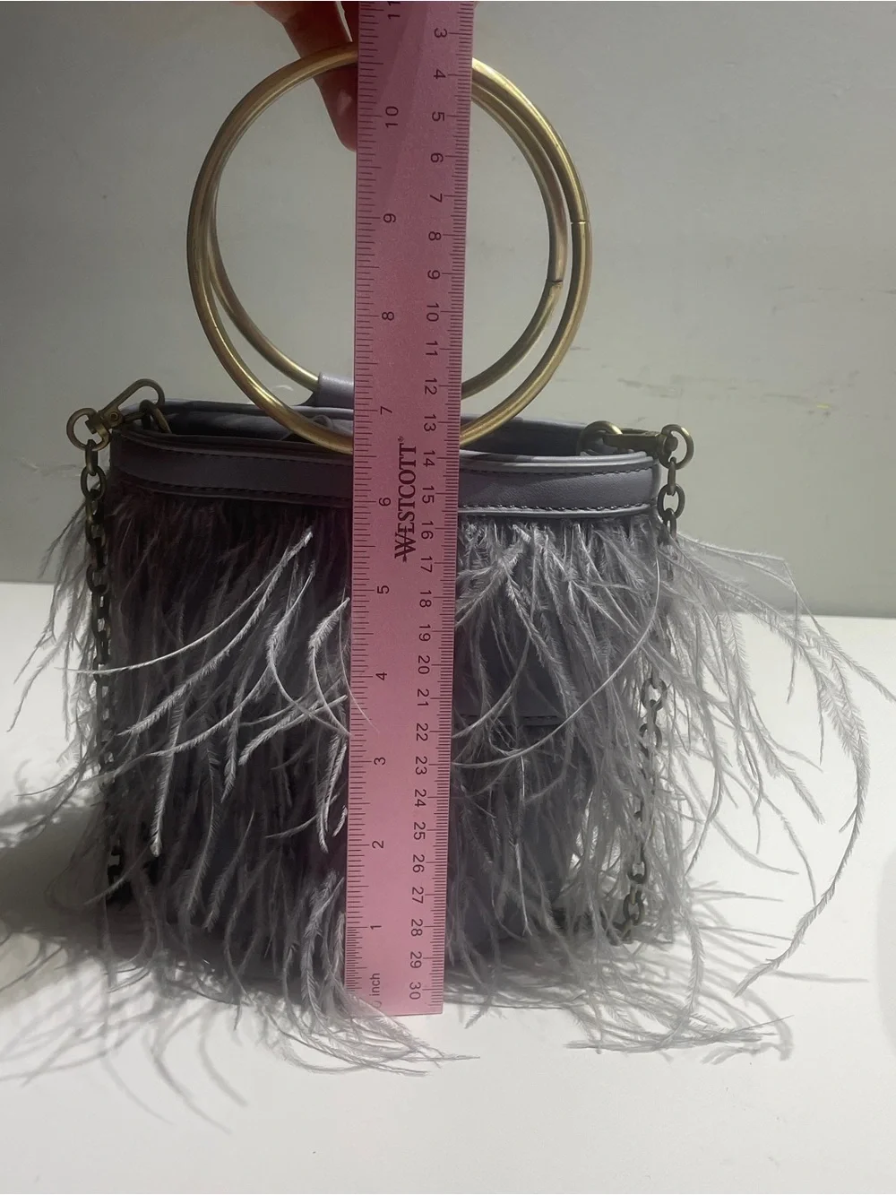Anthropologie Evelyn Feather Bucket Bag